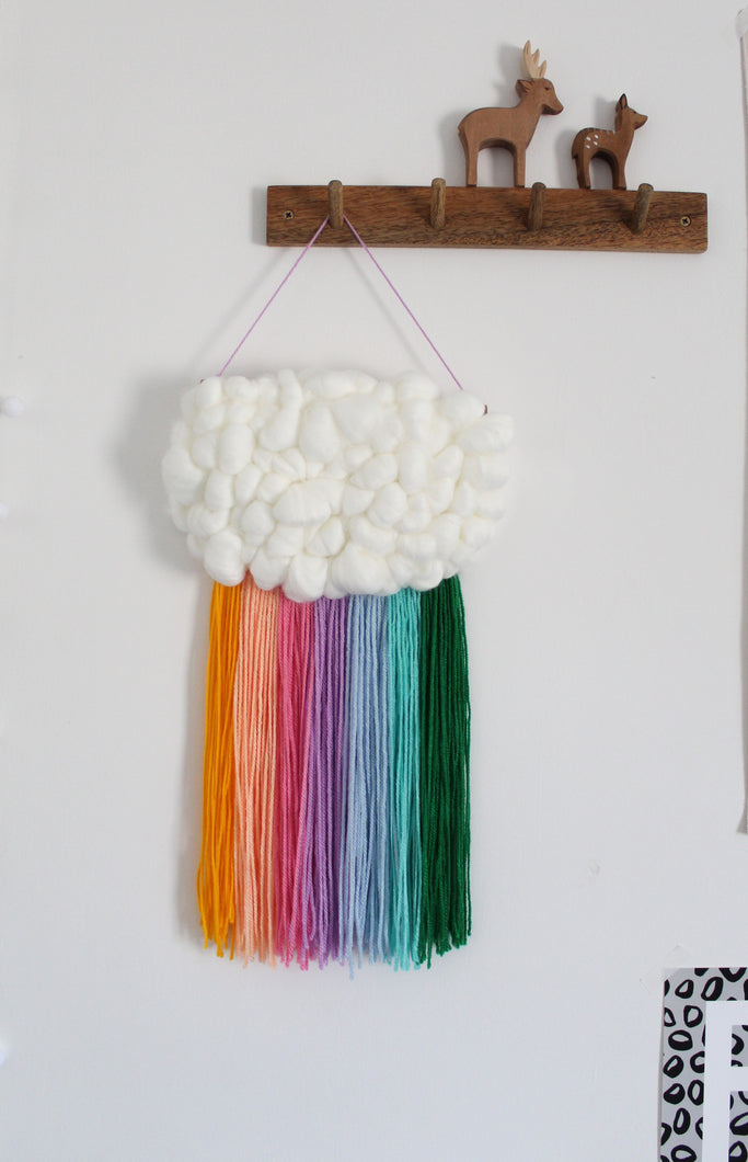 Cloud Woven Wall Hanging in Special Edition Vegan Bright Rainbow